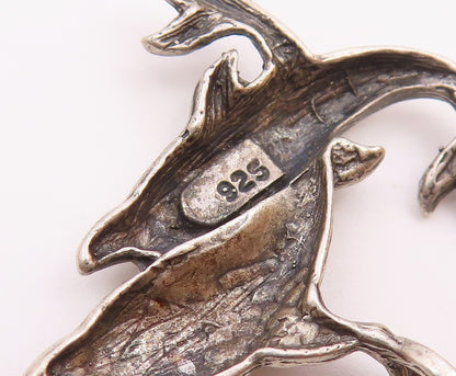 925 Sterling Silver  Vintage Double Dolphin Animal Motif Pendant  PT18298