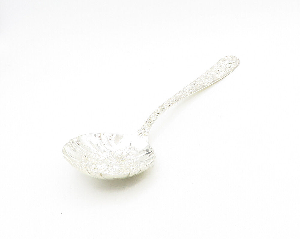 S. KIRK & SON 925 Silver  Vintage Shiny Floral Detail Fruit Spoon  TR2519