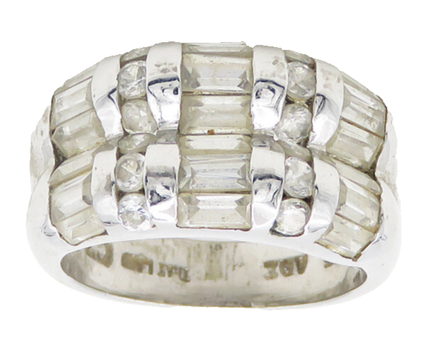 925 Sterling Silver  Vintage Multi Shape Topaz Dome Band Ring Sz 6  RG19277