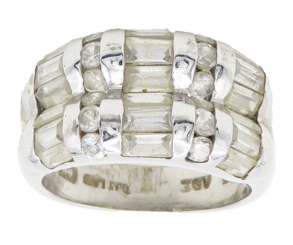 925 Sterling Silver  Vintage Multi Shape Topaz Dome Band Ring Sz 6  RG19277