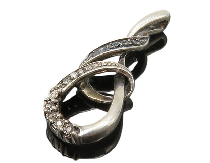 925 Sterling Silver  Genuine Black & White Diamonds Swirl Loop Pendant PT10381