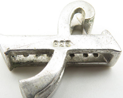 925 Sterling Silver  Vintage White Topaz Letter X Initial Pendant  PT8274