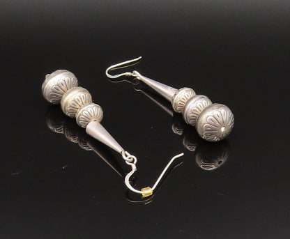 SOUTHWESTERN 925 Silver Vintage Etched Floral Spheres & Cone Earrings EG12035
