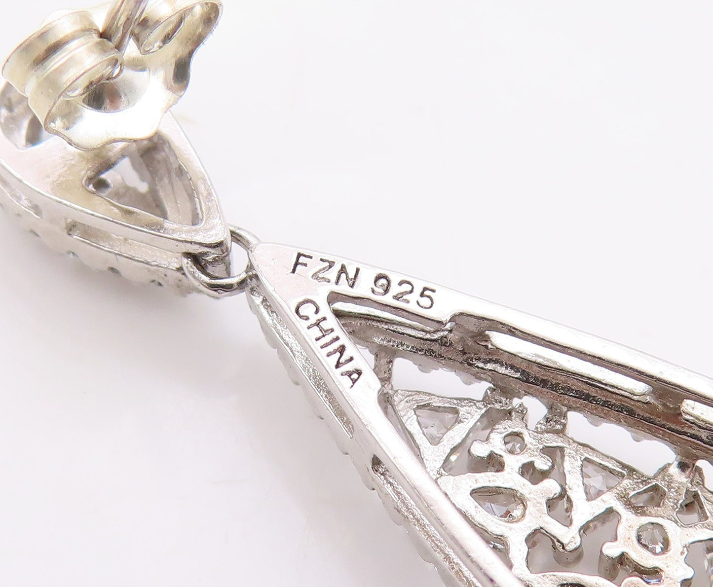 925 Sterling Silver Vintage Earrings Sparkling CZ Teardrop Cluster  EG14383