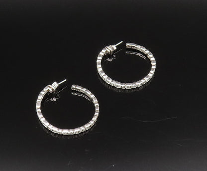 925 Silver  Vintage Genuine Diamonds Square & Round Pattern Earrings  EG12180