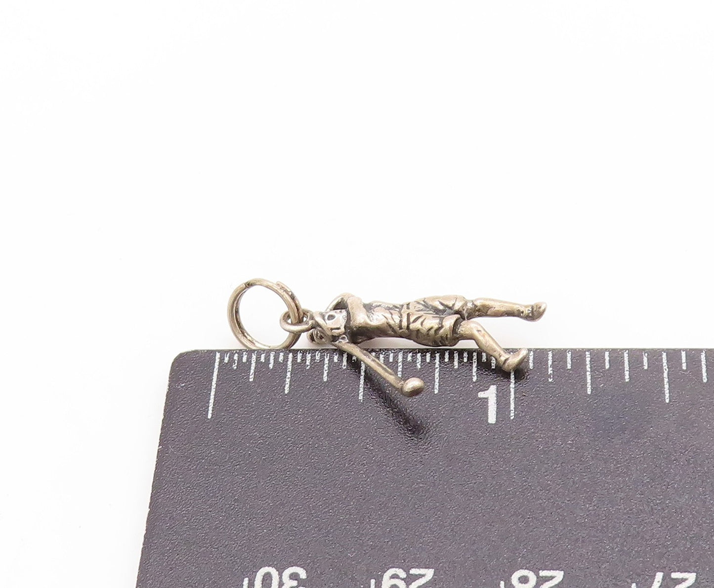 925 Sterling Silver Vintage Pendant 3D Etched Golf Sport Swing Charm  PT25125