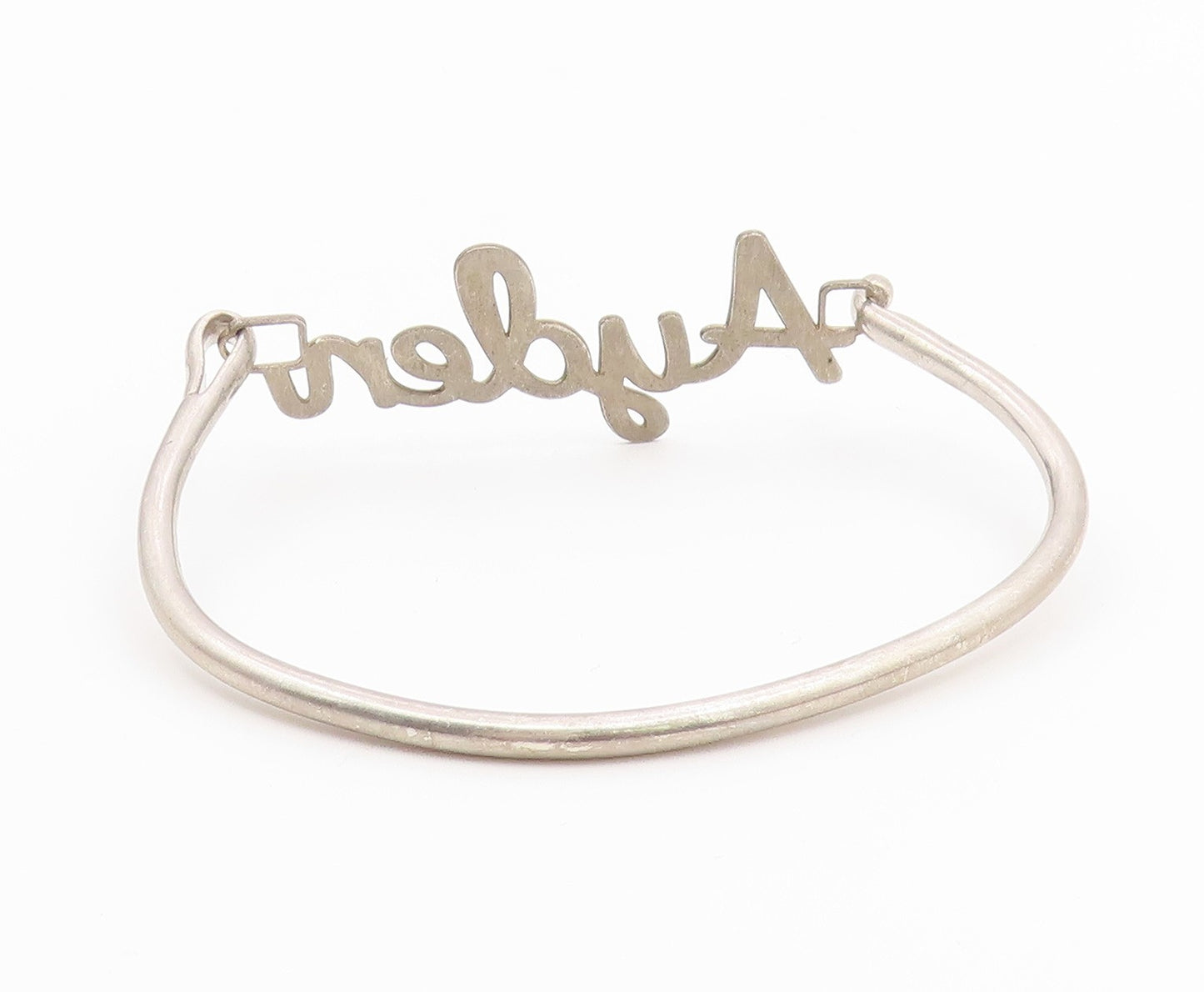 925 Sterling Silver  Shiny Smooth Ayden Name Hook Bangle Bracelet  BT6549