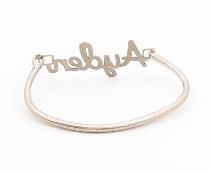 925 Sterling Silver  Shiny Smooth Ayden Name Hook Bangle Bracelet  BT6549