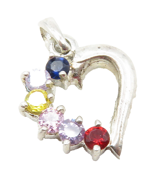 925 Sterling Silver Tanzanite & Multi Color Topaz Love Heart Pendant PT9981