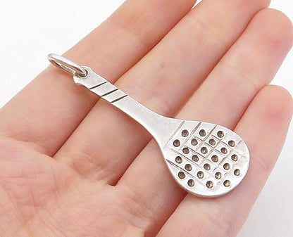 MEXICO 925 Sterling Silver  Vintage Shiny Tennis Racket Sports Pendant  PT4887