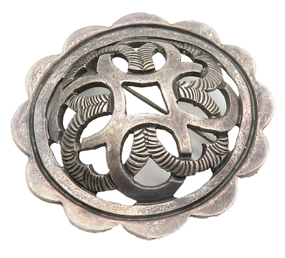 MEXICO 925 Sterling Silver  Vintage Dark Tone Cutout Dome Brooch Pin  BP5684