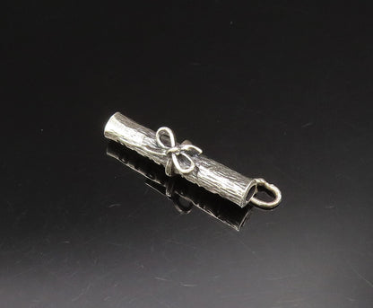 925 Sterling Silver  Vintage Bow Tied Rolled Diploma Pendant  PT21209