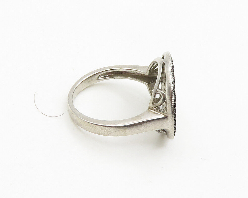 925 Sterling Silver  Cubic Zirconia & Hematite Cocktail Ring Sz 6  RG17788