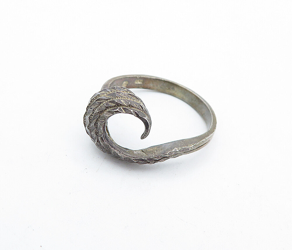 925 Sterling Silver  Vintage Dark Tone Etched Swirl Band Ring Sz 8  RG4703