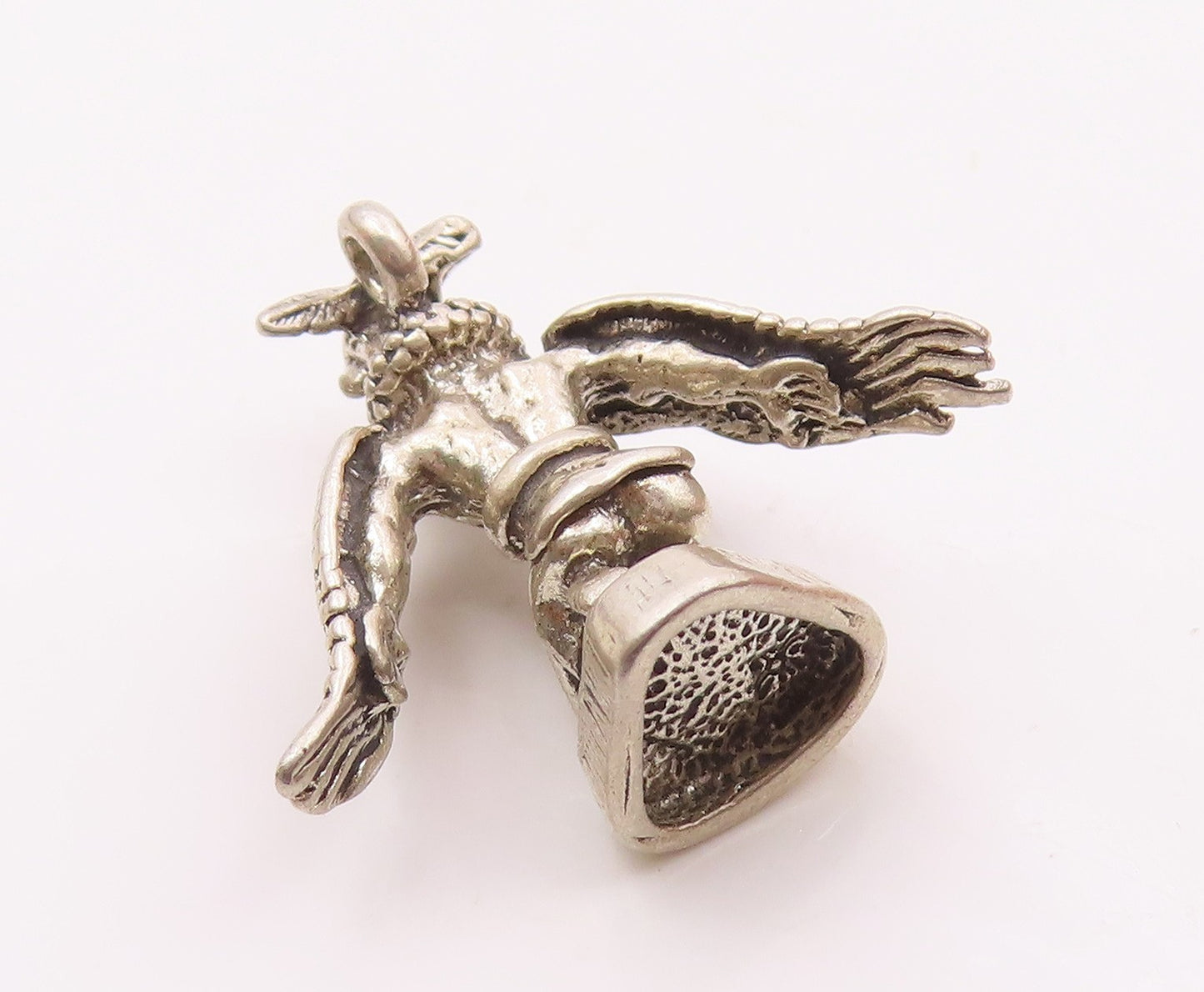 925 Sterling Silver  Vintage Kneeling Horned Figure With Wings Pendant PT21833