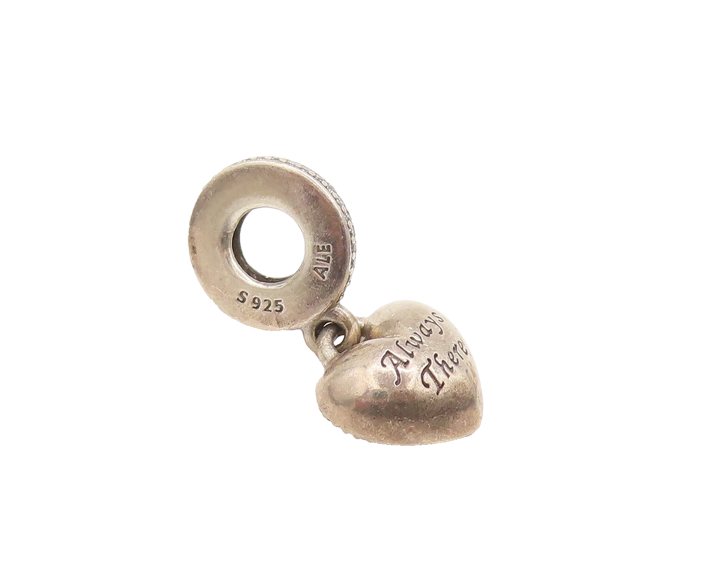 925 Sterling Silver Vintage Pendant PANDORA Topaz Ring Link Puffed Heart PT22429