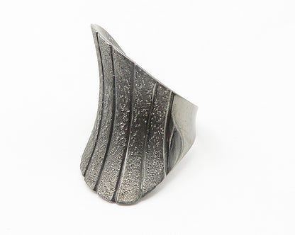 JACMEL 925 Sterling Silver  Vintage Dark Tone Textured Band Ring Sz 8  RG11609
