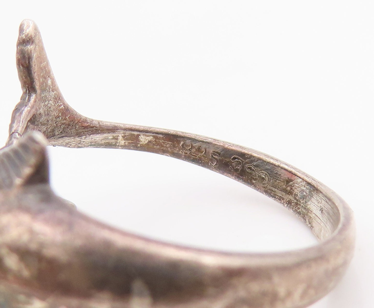 925 Sterling Silver Vintage Ring Chunky Baby Dolphin Bypass Band  Sz 6  RG34302