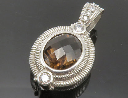 JUDITH RIPKA 925 Silver  Smoky Topaz & Cubic Zirconia Shiny Pendant  PT10321
