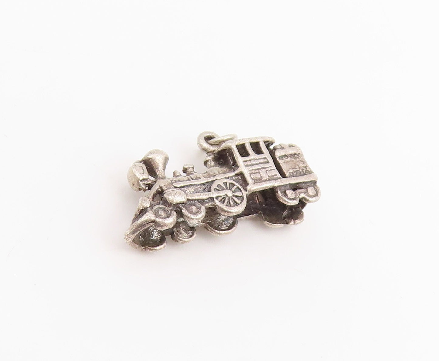 925 Sterling Silver Vintage Pendant 3D Locomotive Steam Engine Charm  PT25176