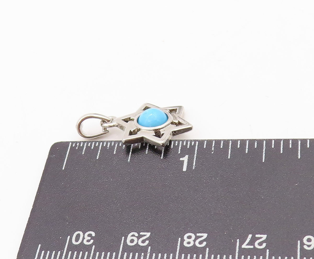 925 Sterling Silver Vintage Pendant Cabochon Larimar 6 Way Arrow Star  PT24604