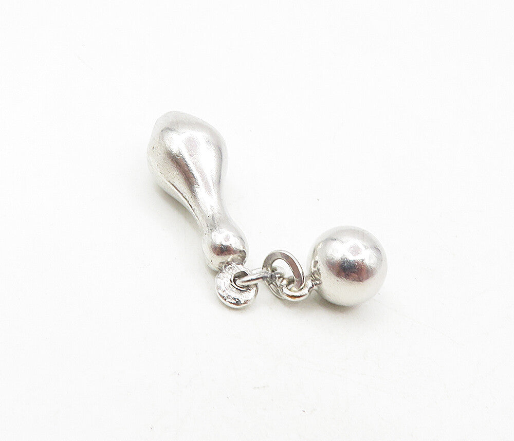 925 Sterling Silver  Vintage Shiny Bowling Ball & Pin Charms Pendant  PT6687