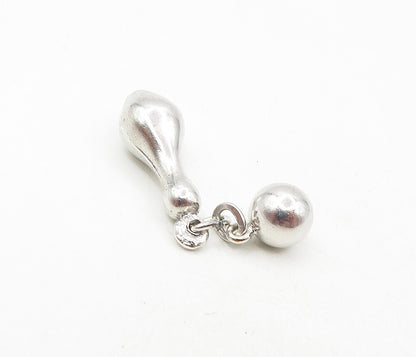 925 Sterling Silver  Vintage Shiny Bowling Ball & Pin Charms Pendant  PT6687