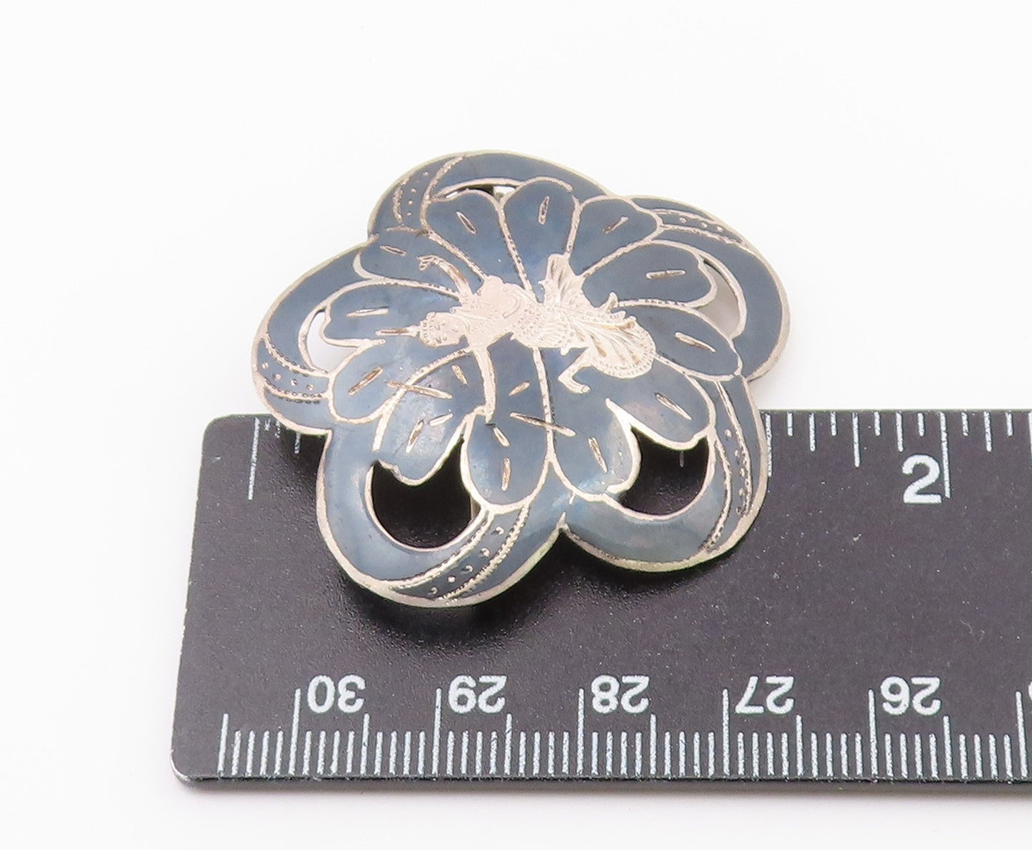 SIAM 925 Sterling Silver  Vintage Enamel Niello Dancer Brooch Pin  BP5122