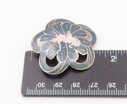 SIAM 925 Sterling Silver  Vintage Enamel Niello Dancer Brooch Pin  BP5122