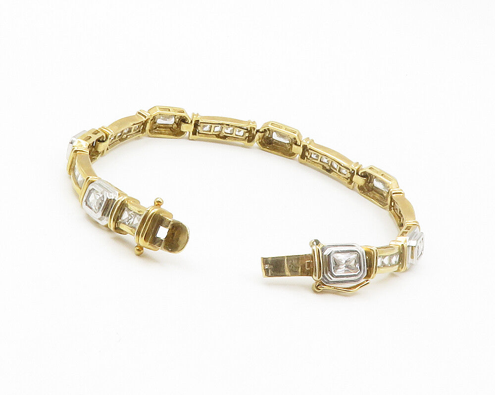 ROSS SIMON 925 Silver  Cubic Zirconia Shiny Gold Plated Chain Bracelet  BT5704