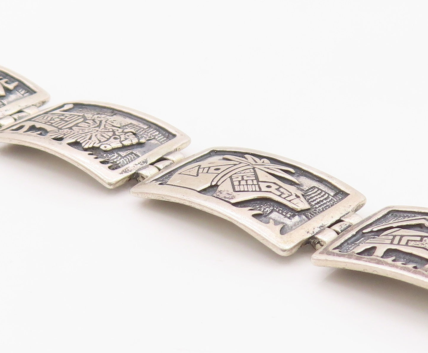 925 Sterling Silver Vintage Bracelet RODERIC TENORIO Storyteller Panel  BT12130