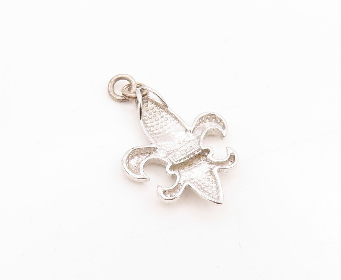 925 Sterling Silver Vintage Pendant Hammered French Lily Royalty Symbol  PT25398