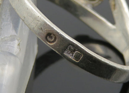 POLAND 925 Silver  Vintage Shiny Cubic Zirconia Loop Band Ring Sz 7.5  RG21018