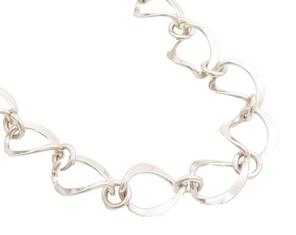 MEXICO 925 Sterling Silver  Vintage Shiny Open Link Chain Necklace  NE1317