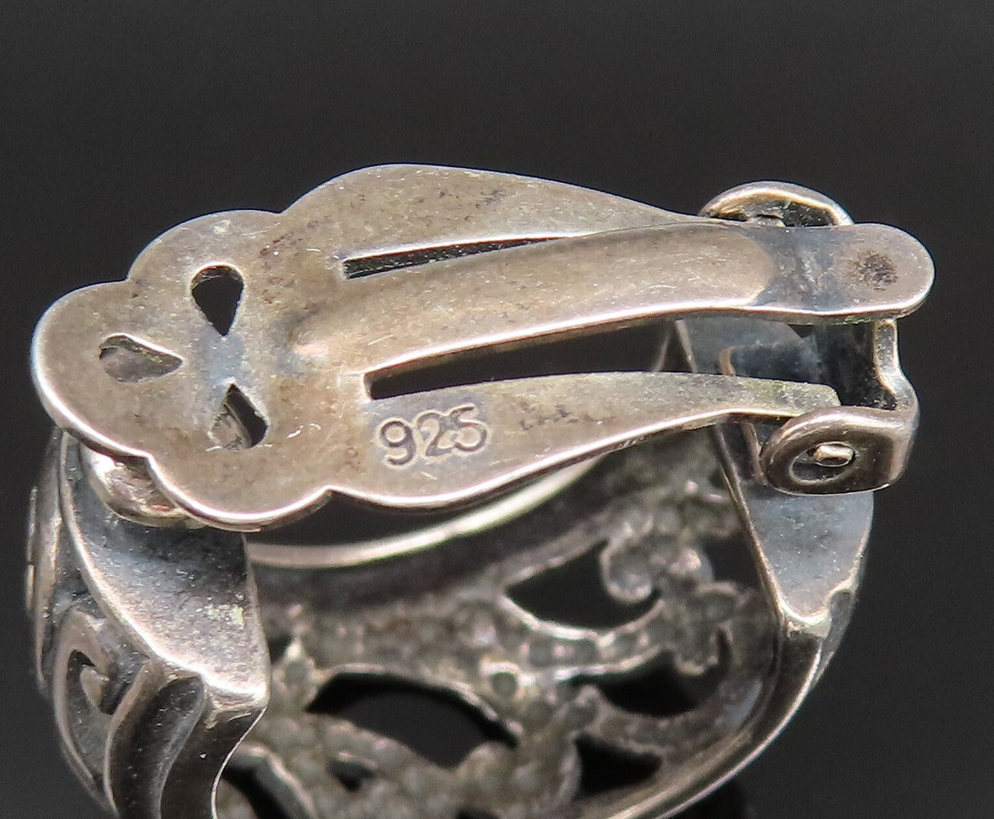 SILPADA 925 Silver  Vintage Oxidized Openwork Scroll Hoop Earrings  EG12084