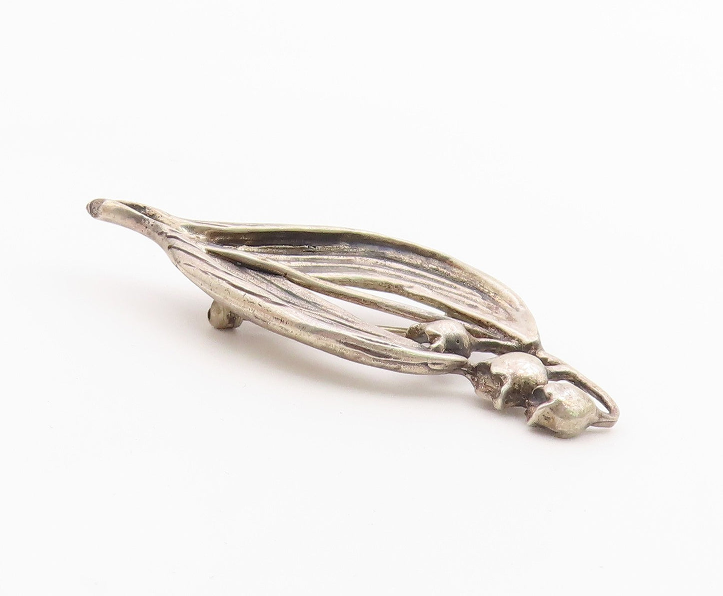 BREAKELL 925 Sterling Silver  Vintage Floral Leaf Motif Brooch Pin  BP9268