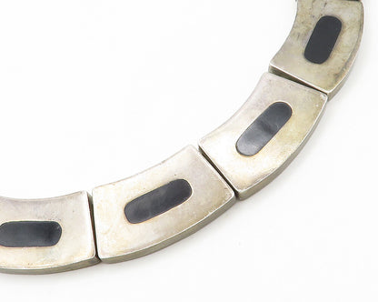 MEXICO 925 Sterling Silver Vintage Inlaid Gemstone Chain Necklace  NE2756