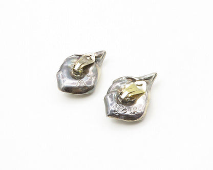 ISRAEL 925 Silver & 14K GOLD  Vintage Sculpted Non Pierce Earrings  EG8968