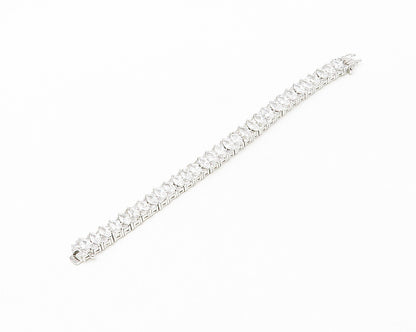925 Sterling Silver  Sparkling Cubic Zirconia Hinge Chain Bracelet  BT6921