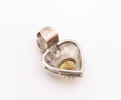 925 Sterling Silver  Vintage Citrine & Petite Pearl Swirl Pendant  PT16826