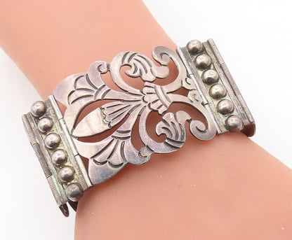 EOR MEXICO 925 Silver  Vintage Dark Tone Open Swirl Chain Bracelet  BT3030