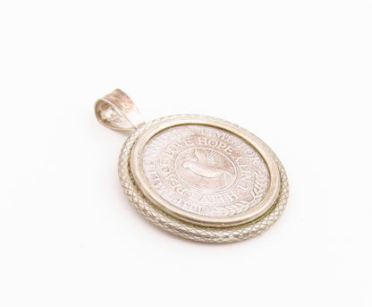 925 Sterling Silver Vintage Pendant 2000 Millennium Doves Medallion Coin PT26580