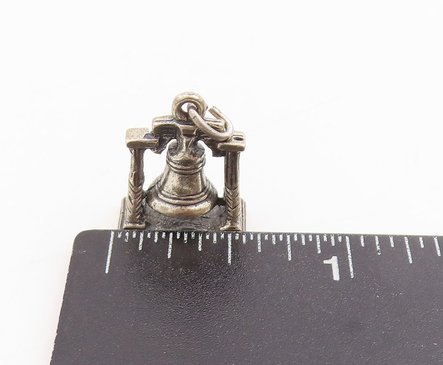 925 Sterling Silver Vintage Pendant Etched Liberty Bell Design Charm  PT25407