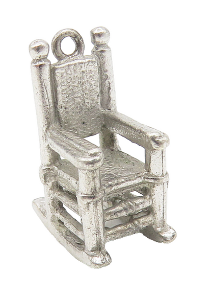 925 Sterling Silver  Vintage Shiny Petite Rocking Chair Motif Pendant  PT9079