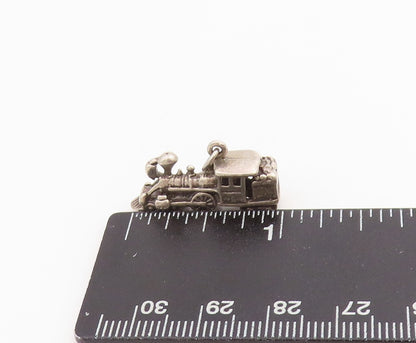 925 Sterling Silver Vintage Pendant 3D Locomotive Steam Engine Charm  PT25176