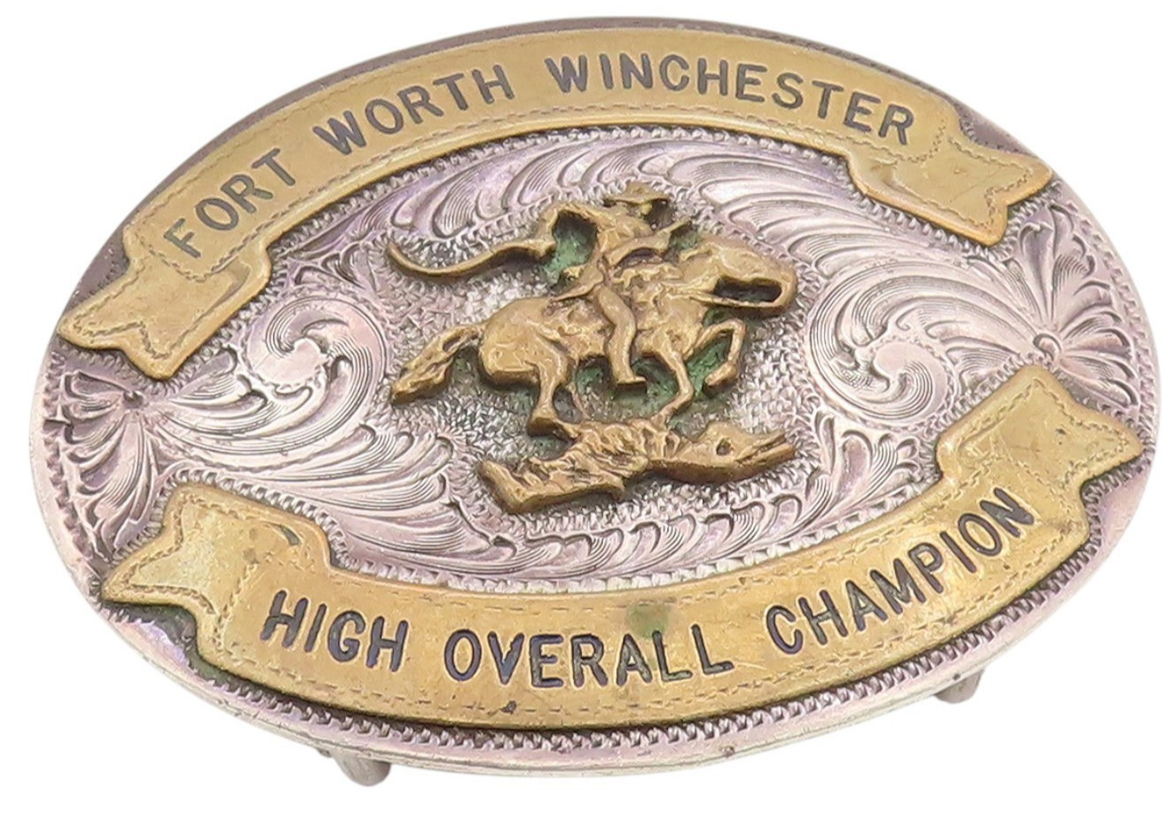 925 Sterling Silver Vintage Belt Buckle Winchester American Shotgunner   TR3964