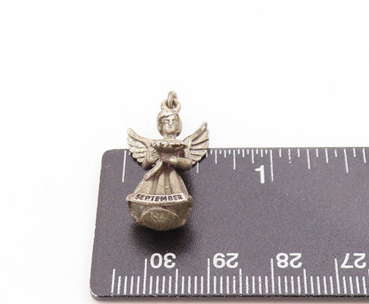 925 Sterling Silver Vintage Pendant Guardian Angel of September Charm  PT25020