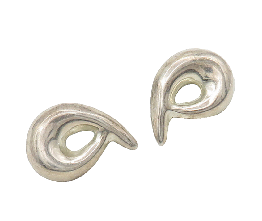 MEXICO 925 Sterling Silver  Vintage Shiny Smooth Swirl Drop Earrings  EG8303