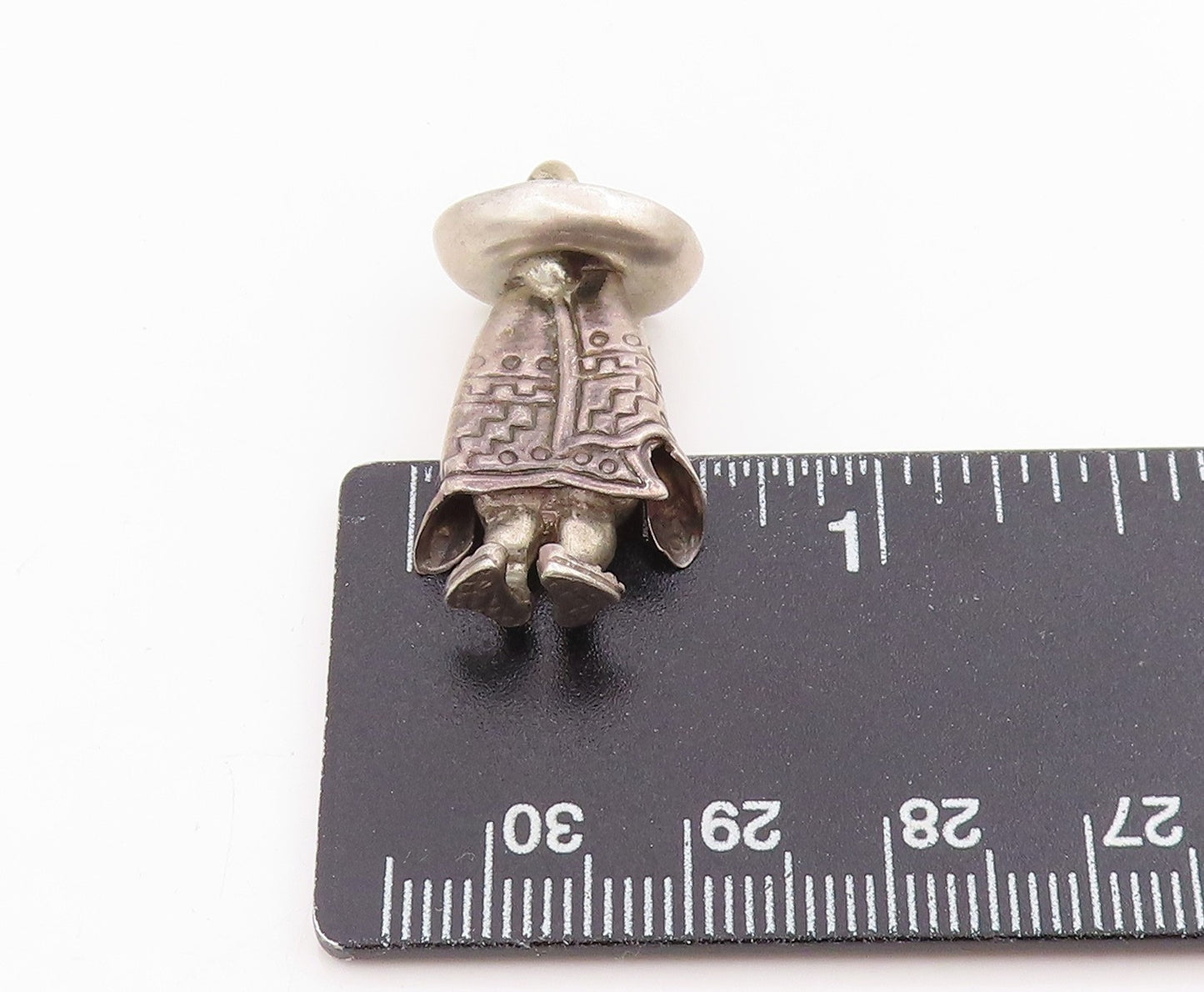 925 Sterling Silver Vintage Pendant Man With Sombrero & Poncho Charm  PT25603