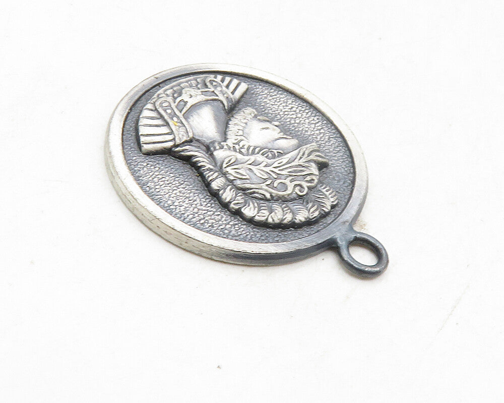 925 Sterling Silver  Vintage Oxidized Gladiator Face Profile Pendant  PT7660